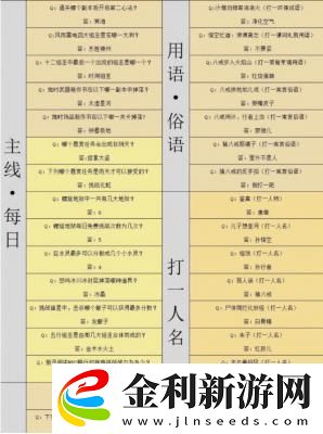 造夢西游4燈謎答案匯總